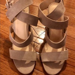 Tan Suede Block Heel Sandals